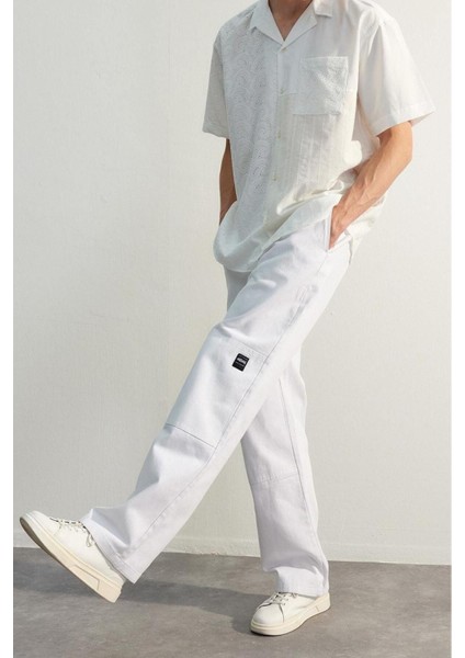 Erkek Moda Geniş Paça Regular Boy Dokuma Limited Edition Loose Fit Etiket Detaylı Pantolon fiyatları