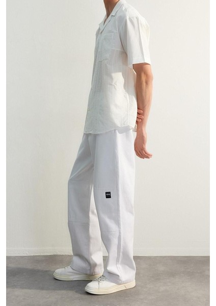 Erkek Moda Geniş Paça Regular Boy Dokuma Limited Edition Loose Fit Etiket Detaylı Pantolon modelleri