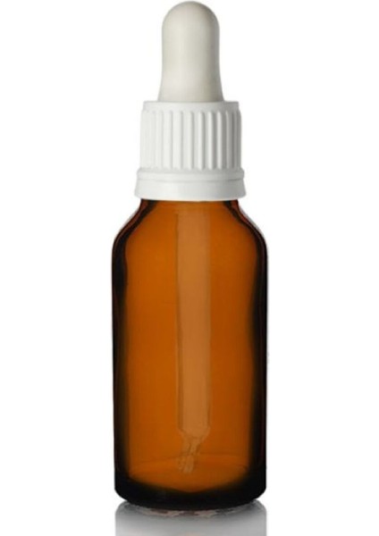 Amber Dropper Beyaz Damlalık Kapaklı Cam Şişe 20 ml x 5 Adet