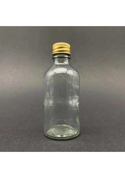 Cam Şişe Küçük Gold Metal Kapaklı Çok Amaçlı Shot Şişesi 50 ml x 6 adet