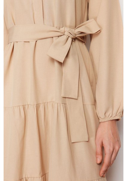 Yeni Rahat Casual Günlük Terrycotton Dokuma Dik Yaka Uzun Kol Basic Maxi Boy Tesettür Elbise indirimleri