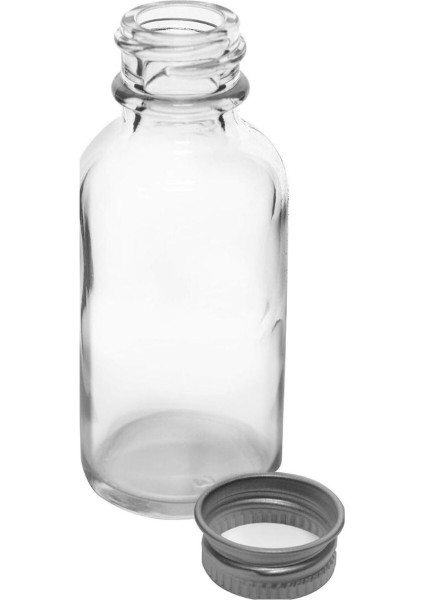 Şeffaf Cam Şişesi Sızdırmaz Silver Metal Kapaklı 50 ml x 10 Adet