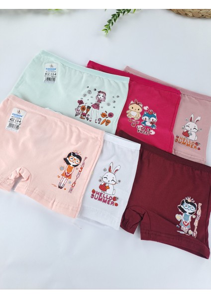 Kız Çocuk Boxer Farklı Renkler 6 Adet