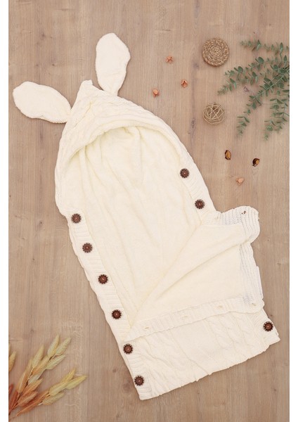 Kız Erkek Bebek Tavşan Düğmeli Krem Anakucağı Kundak STL6813 fırsatları