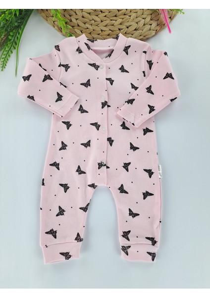 Kız Bebek Uyku Tulumu Pembe Renk Kelebek Baskılı