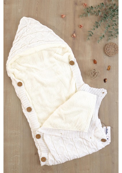 Kız Erkek Bebek Düğmeli Krem Anakucağı Kundak STL6812