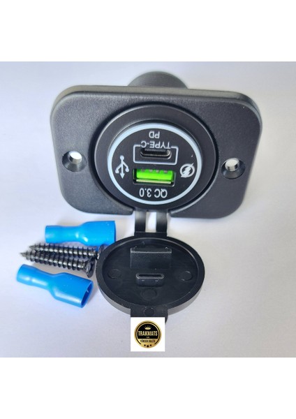 Seat Ea 2004 9-30V Marine Ve Otomobil Tipi Type-C Pd + Usb Qc3.0 Çift Çıkışlı Hızlı Şarj Soketi