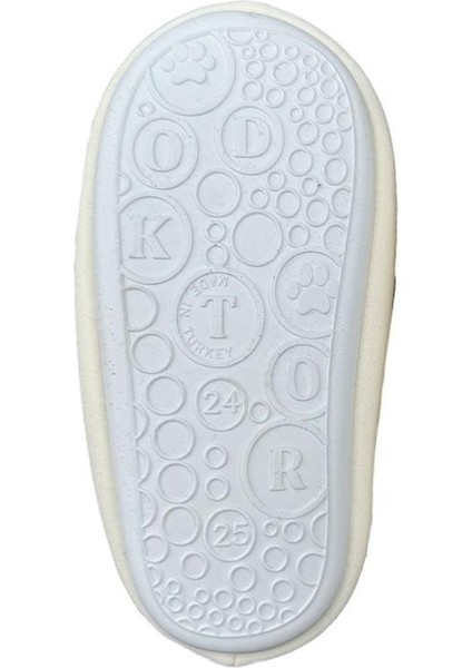 Çocuk Figürlü Panduf Ev Pandufu Ev Ayakkabısı Ev Botu Kreş Okul Ayakkabısı SARI - PUDRA