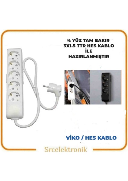 Multi-Let 5 - Li 1.5 Hes Kablo (1 Ile 10 Metre Arası) Topraklı Çocuk Korumalı Uzatma ( 3X1.5 Hes Kablo Tam Bakır) Ttr Kablo Tseli Ho5Vv-F