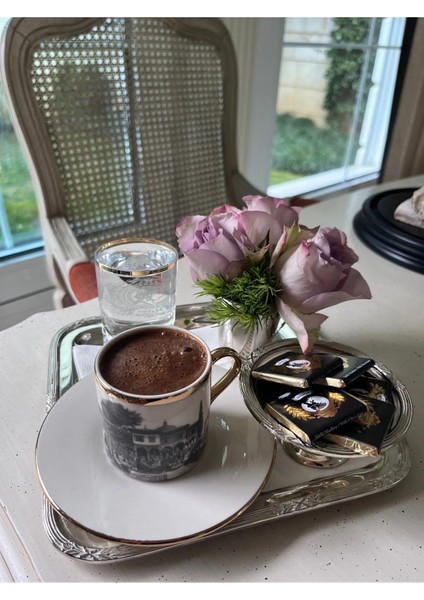 Hatun Istanbul| 24 K Altın Kaplama 2'li Porselen El Işçiliği Kahve Fincan Takımı ve Su Bardağı fiyatları