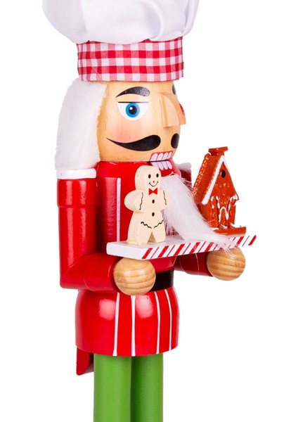 Yılbaşı Süsü Kurşun Asker Aşçı Fındıkkıran Kırmızı-Yeşil 37 Cm. modelleri