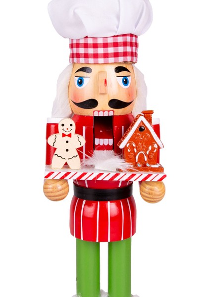 Yılbaşı Süsü Kurşun Asker Aşçı Fındıkkıran Kırmızı-Yeşil 37 Cm. indirimleri