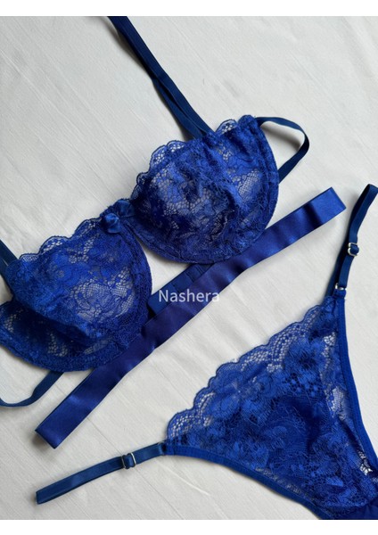 Mavi Victoria Balenli Bralet Tül Sütyen Iç Çamaşır Takımı