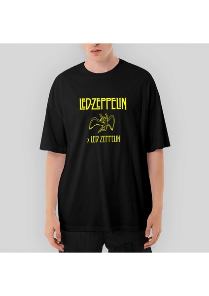 LED Zeppelin Angel Oversize Siyah Tişört