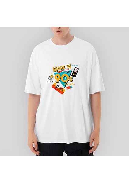 90LAR Nostalji Oversize Beyaz Tişört
