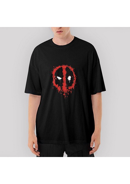 Deadpool Splash Oversize Siyah Tişört