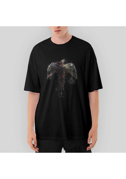 Anka Kuşu Phoenix Oversize Siyah Tişört