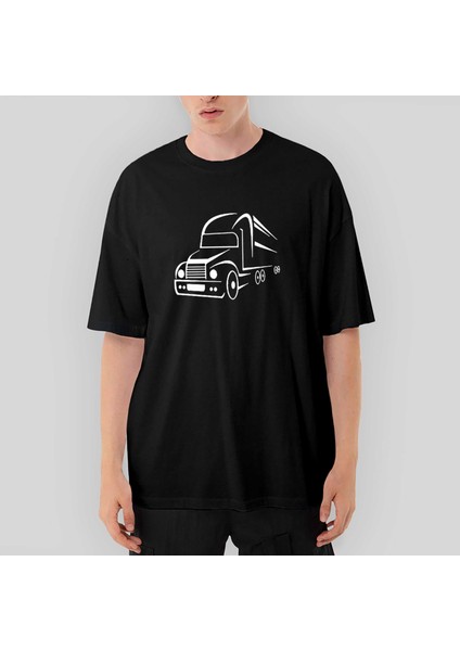Tır Silüet Oversize Siyah Tişört