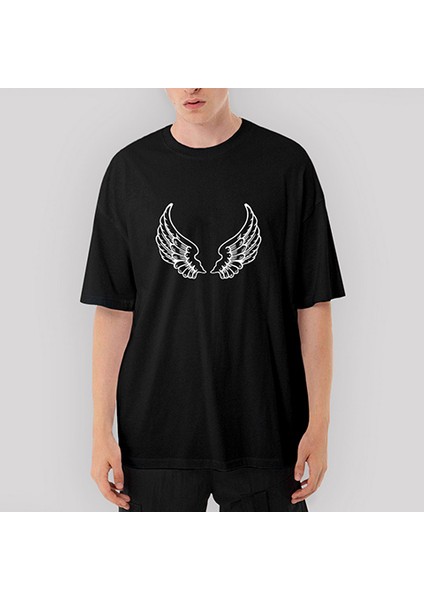 Motocycle Wings Oversize Siyah Tişört
