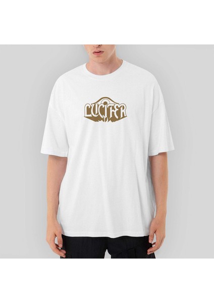 Lucifr Brown Oversize Beyaz Tişört