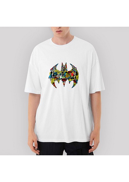 Batgirl Logo Oversize Beyaz Tişört