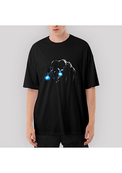 Iron Man In The Dark Oversize Siyah Tişört