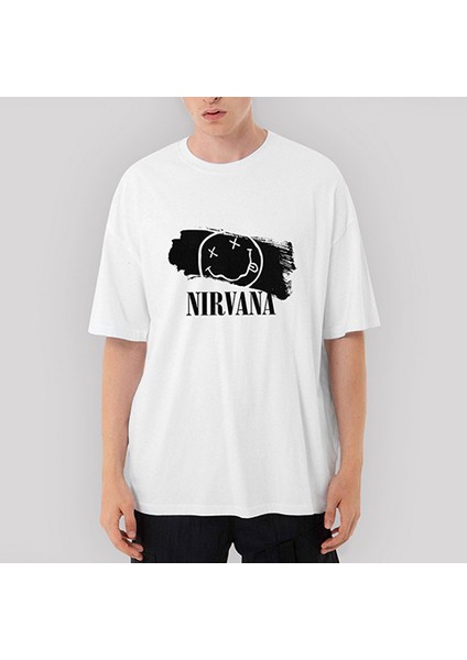 Nirvana Splash Oversize Beyaz Tişört
