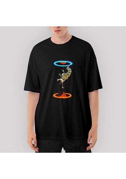 Buz Devri Squirrel Portal Oversize Siyah Tişört