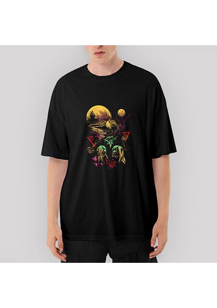 Dark Crystal Oversize Siyah Tişört