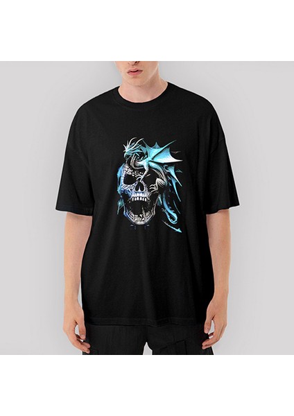 Skull And Drake Oversize Siyah Tişört