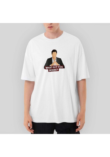 Lucifr What Is Your Desire Oversize Beyaz Tişört