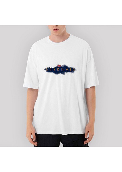 Eternals Logo Splash Light Oversize Beyaz Tişört