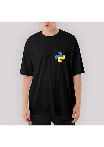 Python Yazılımcı Oversize Siyah Tişört