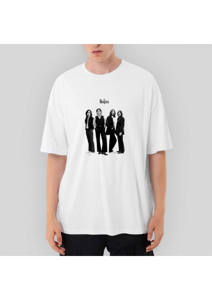 The Beatles Grup Oversize Beyaz Tişört
