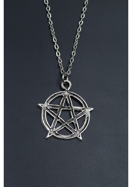 Pentagram Yıldızı Gümüş Kaplama Unisex Düz Zincir Kolye kod 753 fiyatları