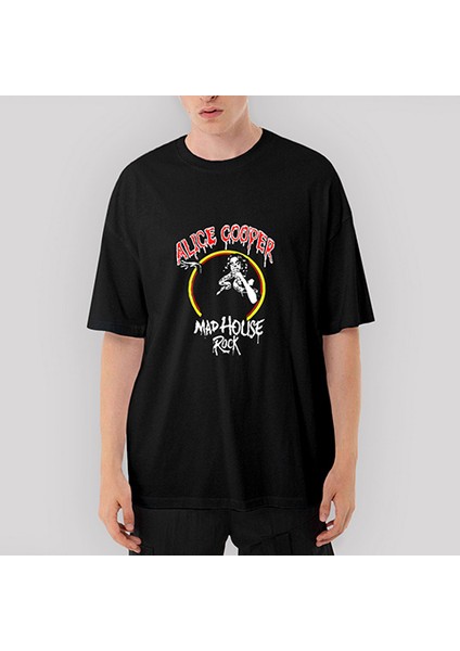 Alice Cooper Mad House Oversize Siyah Tişört