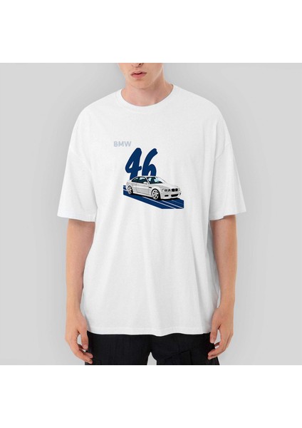 Bmw E46 Tek Kapı Oversize Beyaz Tişört