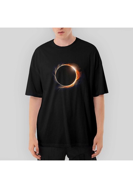 Solar Eclipse Oversize Siyah Tişört