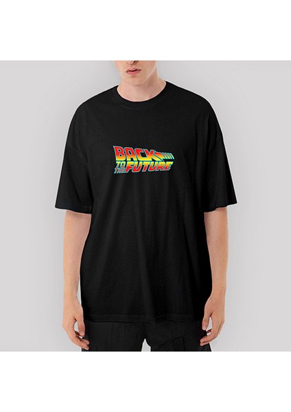 Back To The Future Gelece Dönüş Oversize Siyah Tişört