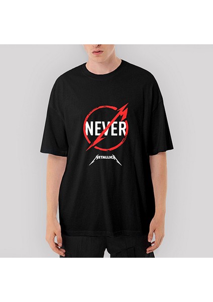 Metallica Never Oversize Siyah Tişört