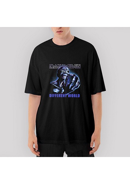 Iron Maiden Different World Oversize Siyah Tişört