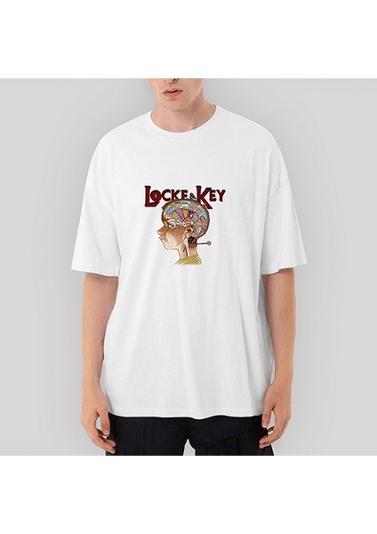 Locke Key Brain Oversize Beyaz Tişört