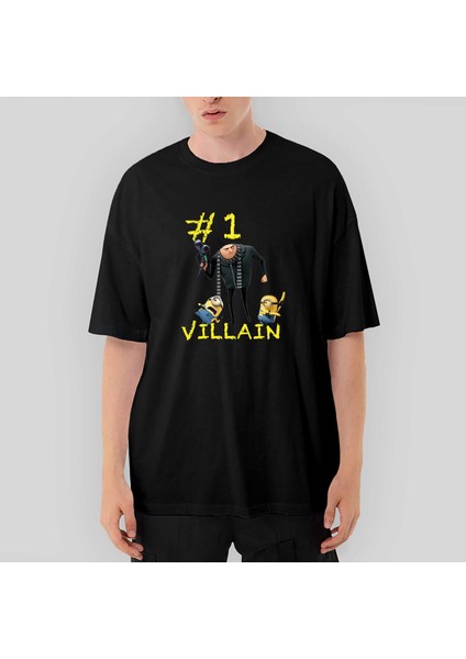 Minions And Gru Villain Oversize Siyah Tişört