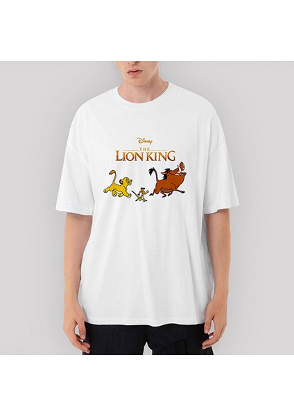 Aslan Kral Simba ve Arkadaşları Oversize Beyaz Tişört
