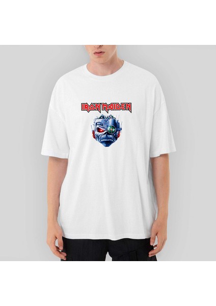 Iron Maiden Bionic Oversize Beyaz Tişört