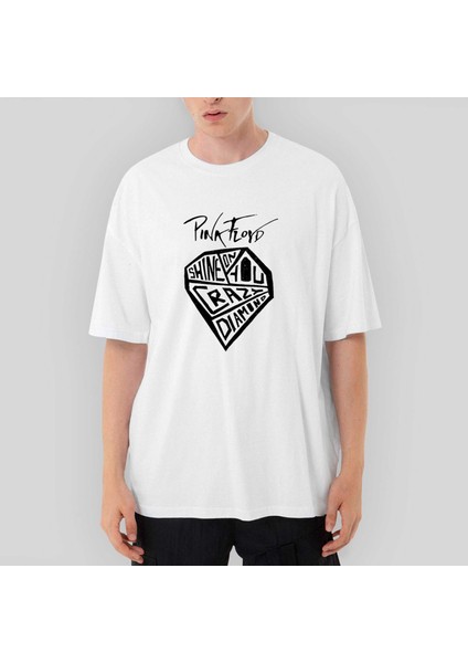 Pink Floyd Crayz Diamond Oversize Beyaz Tişört