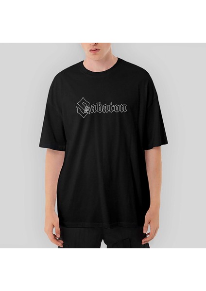 Sabaton Logo Vector Oversize Siyah Tişört