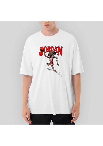 Michael Jrdn Caricature Oversize Beyaz Tişört