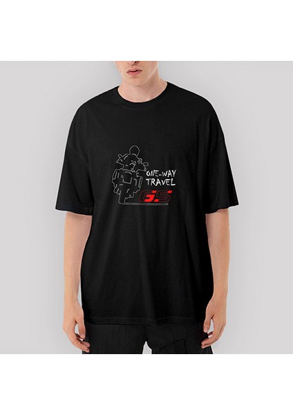 Bmw Gs 1200 One Way Travel Oversize Siyah Tişört