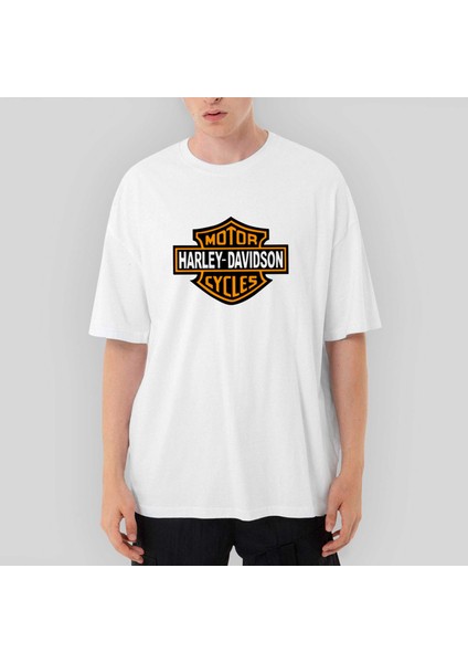 Harley Chopper Logo Oversize Beyaz Tişört